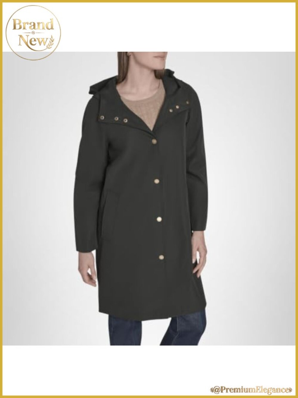 Women's Snap Front Raincoat Versatile Lightweight Jacket
